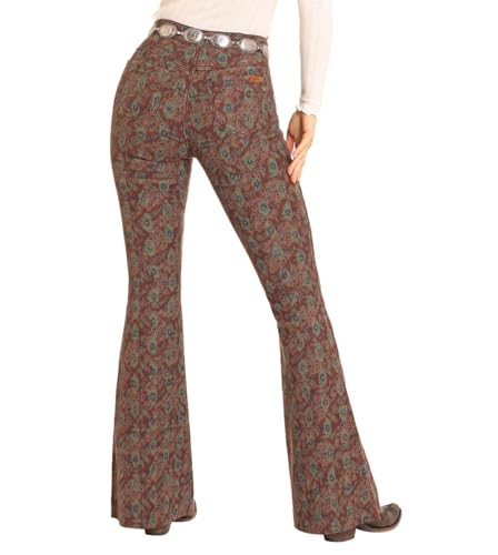 Rock & Roll Denim Women's Reversible Aztec Button Flare Jeans