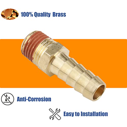 Whk 12 Pack Air Hose Repair Kit Fittings 3/8 Barb To 1/4 Npt Air Hose Barb Connectors With Sealant Air Line Coupler, Brass Pipe Fittings Male Threaded With 12 Pcs Hose Clamp… #TOP3