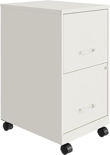 Archivador vertical móvil de metal moderno inteligente de 18" con 2 cajones en blanco