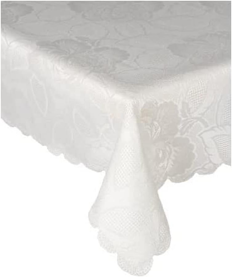 Emma Barclay Damask Rose - Jacquard Table Cloth in Cream - 70x108 (178x274cm)