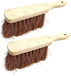 Wooden Soft Hand Brush Natural Soft Coco Bristle Brush Stairs Carpet Scrubbing Brush Durable Home or Office Use (Pack of 2, Soft Coco Bristles)