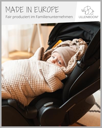 4. Bild von ULLENBOOM Einschlagdecke Babyschale, Ideal für Herbst und Winter, 100% OEKO-TEX Materialien, Floral Sand (Made in EU) - Babydecke für Kindersitz oder Kinderwagen, kuschelige Decke für Babys Ganzjahr