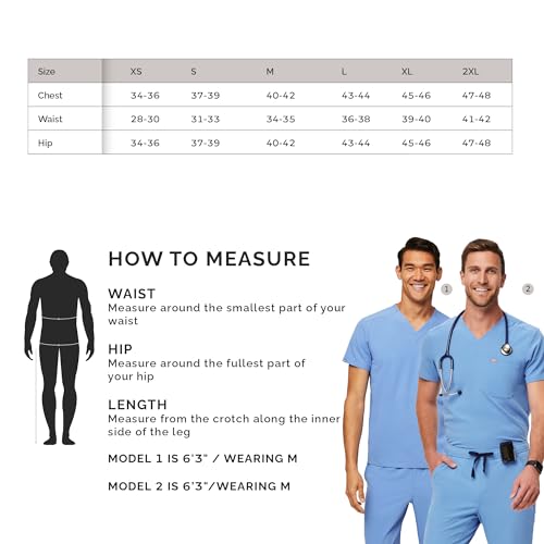 FIGS Leon Scrub Top for Men – 3 Pockets, Tailored Fit, Modern V-Neck, 4-Way Stretch, Moisture-Wicking Men's Scrubs