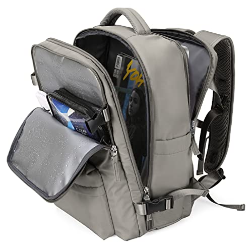 Wonhox Carry On Travel Laptop Backpack For Women Men Flight Approved,Backpack For Women Travel Bag Hiking Outdoor Sports Rucksack Casual Daypack, Grey Brown #TOP9