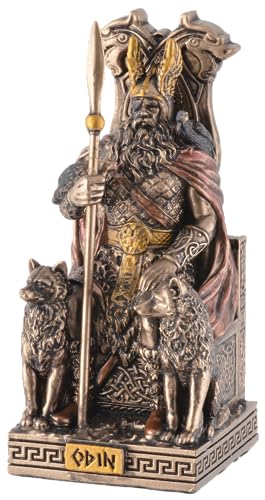 VOGLER Joh. Vogler GmbH Germanischer Gott Odin auf dem Thron, aus Kunststein, mit Bronzefarbe von Künstlerhand bemalt, by Veronese