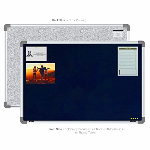 Image of Scholar Art Metis 2x3 Feet Fabric Pin-up Notice Board for Wall & Study Table | High Strength Velvet Cloth + High Density Soft Board for Pinning Photos, Sticky Notes & Reminders (Dark Blue)