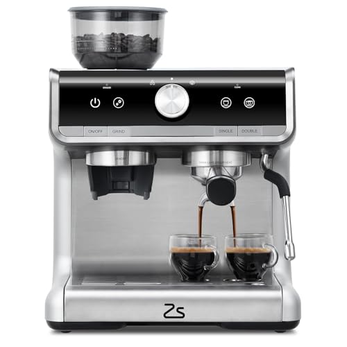 Espresso Machine With Grinder, Barista Express Espresso Machine, 20 Bar Expresso Coffee Machines with Milk Frother Steam Wand, Cappuccino & Latte Mach