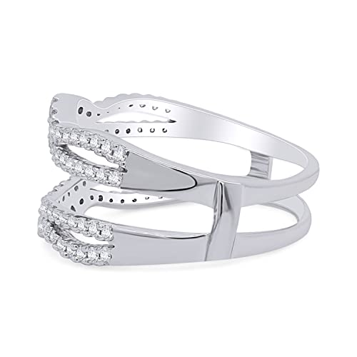 SAVEARTH DIAMONDS Round Shaped Lab Created Moissanite Diamond Double Infinity Chevron Enhancer Wrap Guard Ring for Womens in 18k Gold Plated 925 Sterling Silver (0.60 Cttw, G-H/VVS1) Jewelry for Gift3