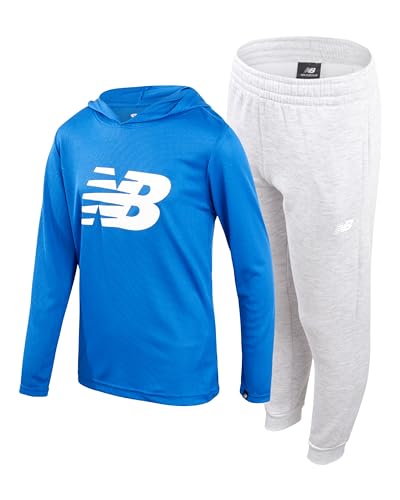 New Balance Boys' Active Sweatsuit - 2 Piece Waffle Knit Hoodie Sweatshirt and Sweatpants - Jogger Pants Set for Boys, 8-16