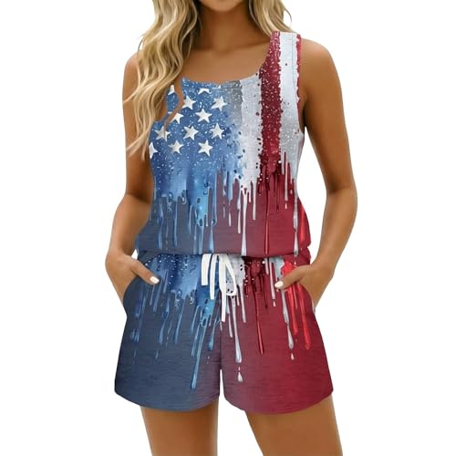 Débardeur d'été et short léger ensemble deux pièces respirant à motif patriotique