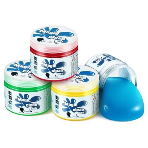 DNA MOTORING TOOLS-00150 (4 Pack) Car Cleaning Jelly Auto Detailing Tool Universal Clean Gel Auto Vent Air Interior Home & Office Electronics Keyboard Cleaner (4 Units),Blue+Red+Green+Yellow Cover