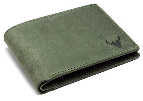 NAPA HIDE Leather Wallet for Men I Handcrafted I Credit/Debit Card Slots I 2 Currency Compartments I 2 Secret Compartments (Green Hunter)
