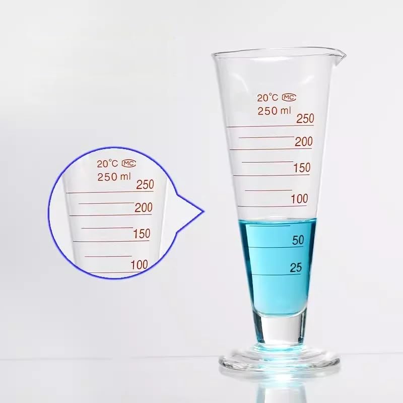 Glass Triangular Measuring Cup conical Measuring Cylinder with Scale 5ml/10ml/20ml/25ml/50ml/100ml/250ml/500ml/1000ml/2000ml(100ml)