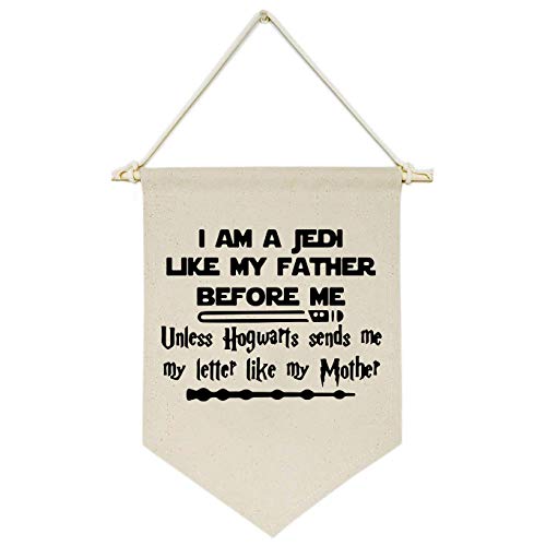 Image of I Am A Jedi Like My Father Before Me -Canvas Hanging Flag Banner Wall Sign Decor Gift for Baby Kids Boy Nursery Teen Room Front Door - Christmas Birthday Presents