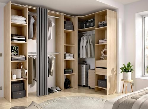Dmora - Guardaroba Grande Bestone, Mobile Camera da Letto, Cabina Armadio portabiti, Armadio Appendiabiti, 234x141 h205 cm, Rovere
