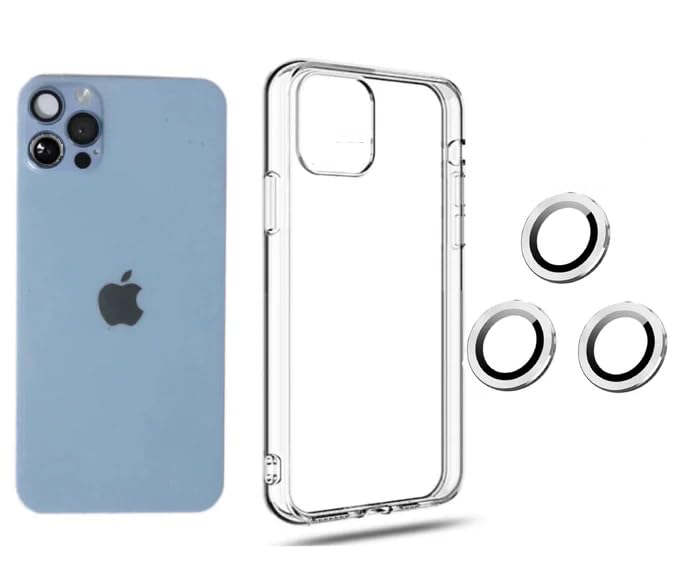 Insflug Compatible for Phone XR to 12 Pro Converter Case, Camera Rings Included, Transparent Cover (Blue)