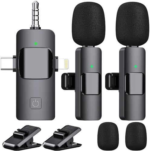 PQRQP Wireless Lavalier Microphone – Rechargeable Clip-On Mic with Noise