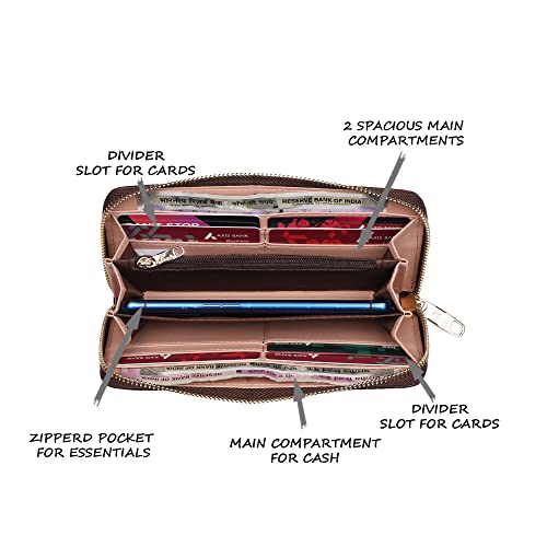 Lavie Women's Glossy Sacy Zip Around Wallet | Ladies Purse Handbag