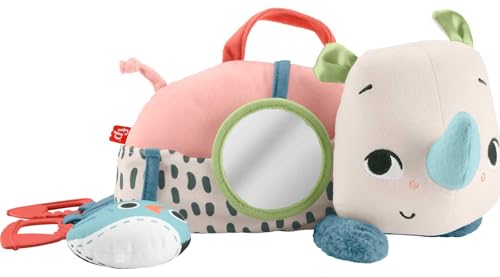 Image of Fisher-Price Newborn Toy Planet Friends Tummy Time Roaming Rhino Plush with Sensory Activities for Babies Ages 0+ Months