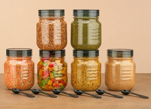 Image of HAPPI Multipurpose Unbreakable Plastic Transparent Storage Containers For Kitchen Airtight Masala Box Dabba Spice, Cereal, Dry Fruits Spice Box 750 Ml With Spoons
