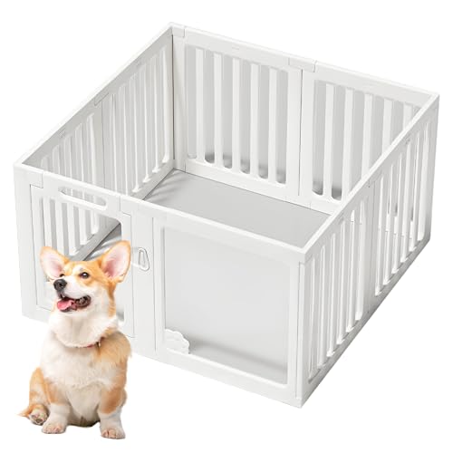 WYTTDBD犬 ケージ 犬 ゲージ 高さ 60/75cm 小中大型犬用 犬ゲージ ペットケージ 犬サークル バックルデザイン ペットサークル 室内 トイレトレーニング出来る 仕切 組立簡単 掃除しやすい (ホワイト) 100x100x60cm