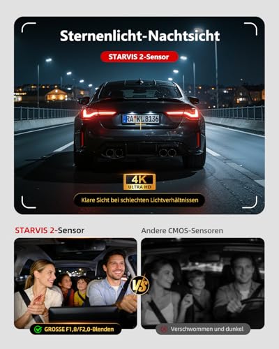 Dashcam Auto Vorne Hinten STARVIS 2 with Nachtsicht & HDR – Ansicht 3