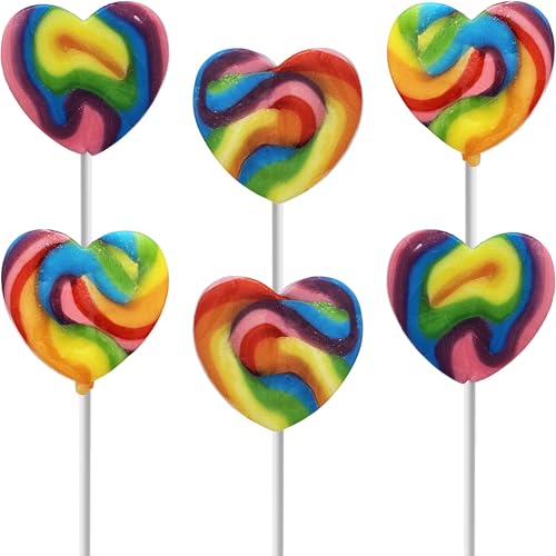 Fruidles Swirl Lollipop Heart Design, Party Bag Fillers, Individually Wrapped (24-Pack, Multicolor Heart Lollipops)