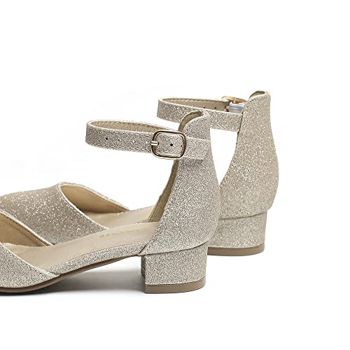 Image of Amoji Girls High Heels Kid Ankle Strap Dress Shoes Wedding Party for Little Kid Big Kid 412