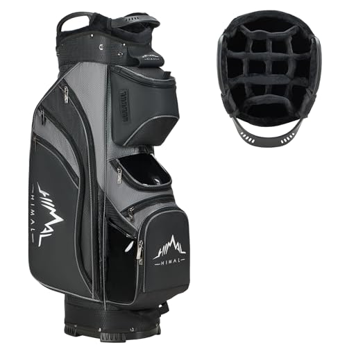 UNIHIMAL 14-Way Golf Cart Bag with Full Length Divider, Premium PU Leather Golf Bag with Plush Top, Magnetic Pocket and Rain Cover for Men