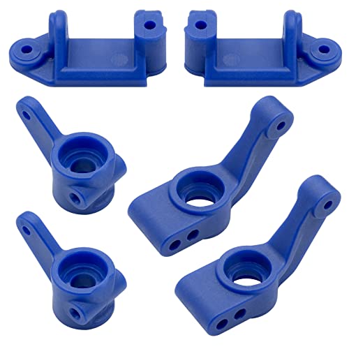 OGRC Plastic Front Caster Block & Steering Blocks and Rear Stub Axle Carriers for 1/10 Traxxas 2WD Slash, Stampede, Rustler, Replace 3632 3736 3752 (Blue)