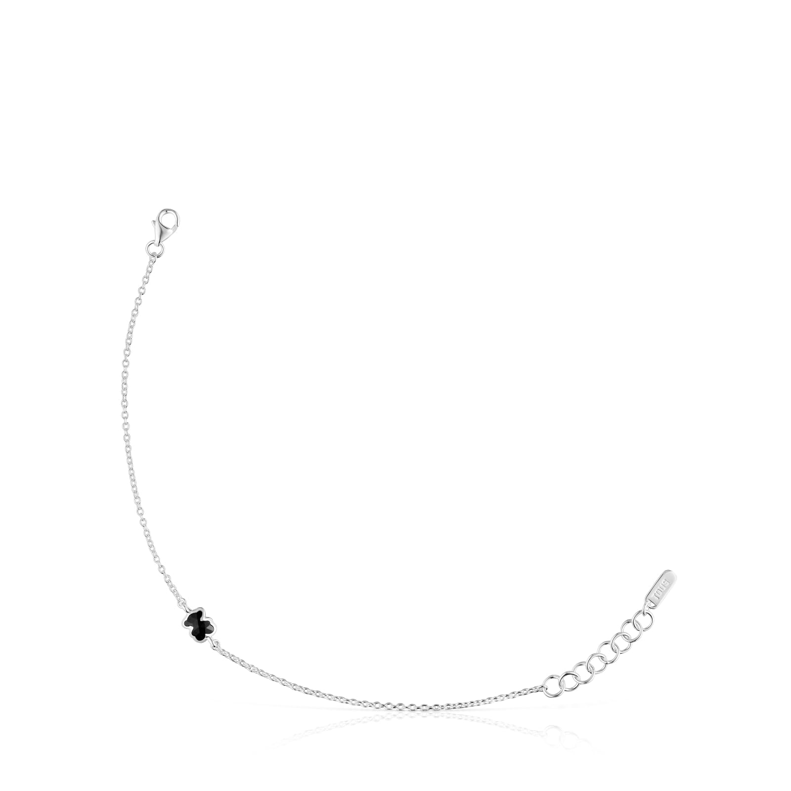 TOUS Pulsera de Plata de Primera Ley para Mujer con Motivo en Ónix 6mm, 17,5 cm de Largo y Cierre Mosquetón, Colección Icon Color