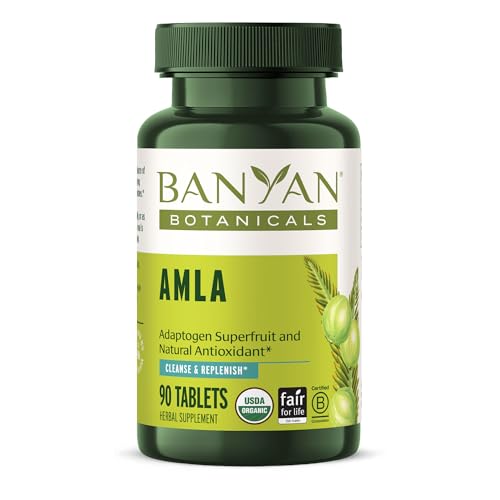 Banyan Botanicals Organic Amla Tablets - Natural Vitamin C for Collagen Support & Immune Health - Amalaki Indian Gooseberry for Glowing Skin, Hair & Healthy Digestion - 90 Tablets - Non-GMO, Vegan*