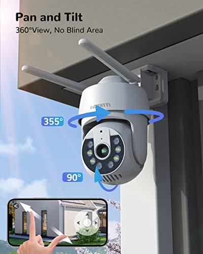 Image of DEATTI Q30S PTZ Outdoor Surveillance Camera, 1080P WLAN IP Camera Outdoor 2.4GHz WiFi with Two-Way Audio, PIR Human Motion Sensor, Message Push, IP66, Support 128G SD Card (Without) (DECM10)