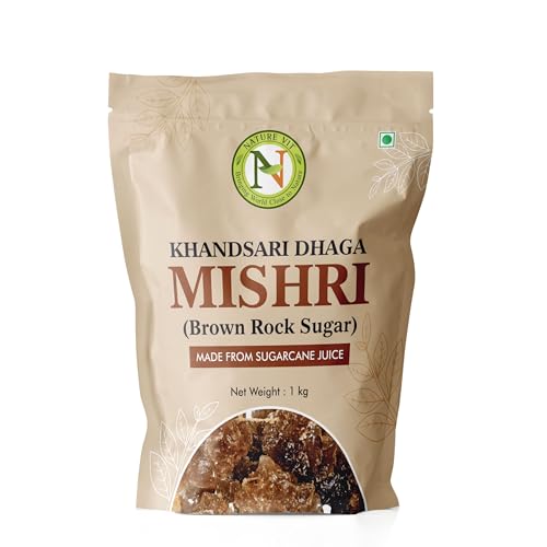 Image of NatureVit Khandsari Dhaga Mishri 1 Kg | Pure Threaded Rock Sugar | Traditional Brown Mishri Candy for Pooja & Wellness