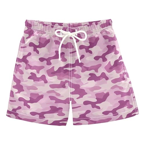 JUNZAN Camo Lilac Purple Boys Swim Trunks Toddler Swimming Trunks for Boy Beach Swim Shorts