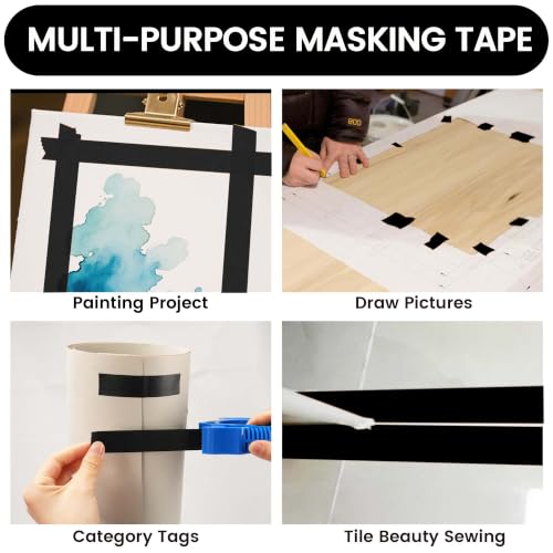 Image of Adhes Black Masking Tape Painter Tape Dispenser 25mm x 50m