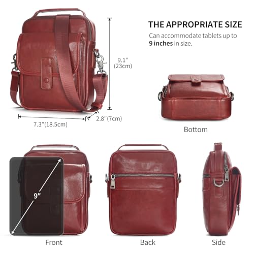 Image of Augus Genuine Leather Small Messenger Bag Crossbody