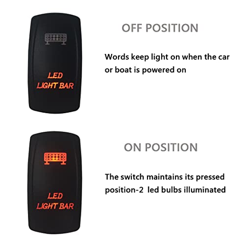 Image of Orange Backlit LED Light BAR Rocker Switch 5PIN ON-Off Laser Etched Toggle Switch for Car Marine Boat Dashboard