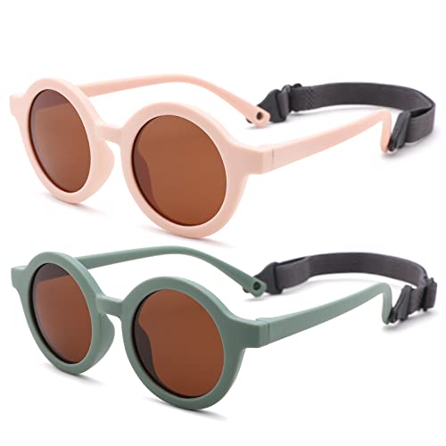 Scvgver Bendable Flexible Infant Sunglasses With Strap Polarized Cute Round Sunglasses For Toddler Newborn Age 0-24Months #TOP5