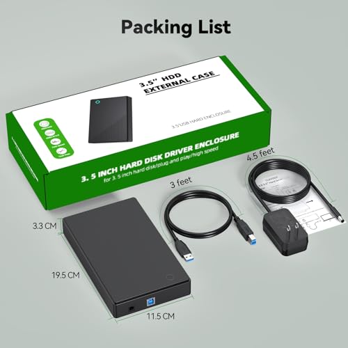 3.5 Hard Drive Enclosure, USB 3.0 Internal/External Hard Drive Case Lay-Flat Dock Station for 3.5/2.5 inch SATA HDD Up to 20TB Data Recovery Kit Support UASP with 12V 24W Power Adapter by CLAVOOP - Image 9