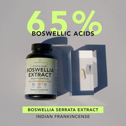 AMANDEAN Boswellia Serrata Extract. 500mg 120 Veggie Capsules. 65% Boswellic Acids with AKBA. Indian Frankincense Inflammation Supplement. Joint Health Support. (Packaging May Vary)