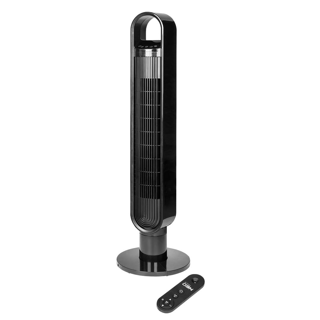 NEO TOOLS Turmventilator mit WLAN und Ionisator 60W 100cm Höhe App-Steuerung Digital-Display Fernbedienung 3 Modi und Geschwindigkeiten 75 Grad Oszillation 12h-Timer Schwarz