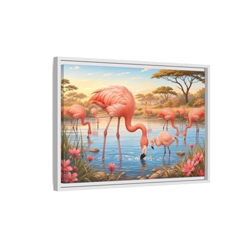 Toile flamants roses de salon à suspendre au-dessus du canapé principal