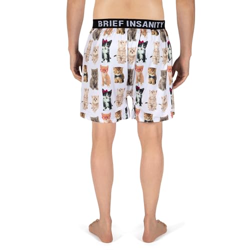 BRIEF INSANITY Comfortable Loose Fit Boxer Shorts | Funny & Cute Cat/Dog Graphic Print Boxer (Check Meowt)4