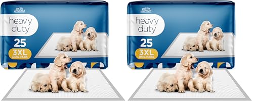 Image of Pet Life Unlimited Heavy Duty 3XL Puppy Pads for Dogs, Potty Training Pee Pads, 25 Count, 36 inch x 36 inch, Leak-Proof, Super Absorbent, Quick-Dry, Odor Control Clover Leaf Scent, Made in USA (Pack of 2)