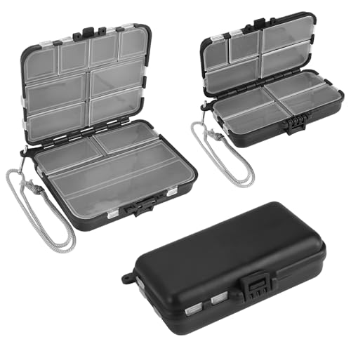 3 Pièces Boite De Rangement Peche Plastique avec Dragonne, 12 et 9 Compartiments, Boîte de Rangement étanche pour Leurre de Pêche, pour Leurre de Pêche