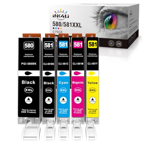INK4U 580XXL 581XXL Tinta Compatible para Canon PGI 580XXL CLI 581XXL Cartucho de Tinta Compatible para Canon TS6350 TS6150 TS8350 TS9550 TR8550 TR7550 (5 Paquetes)