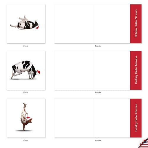 Image of Best Card Co 10 Christmas Blank Boxed Cards Cow MQ6545XSB-B1x10