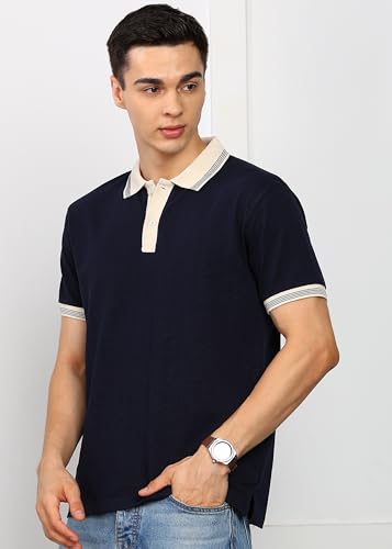 Image of Alan Jones Clothing Men's Textured Cotton Rich Polo T-Shirt | Classic Short Sleeve Polo for Casual Wear