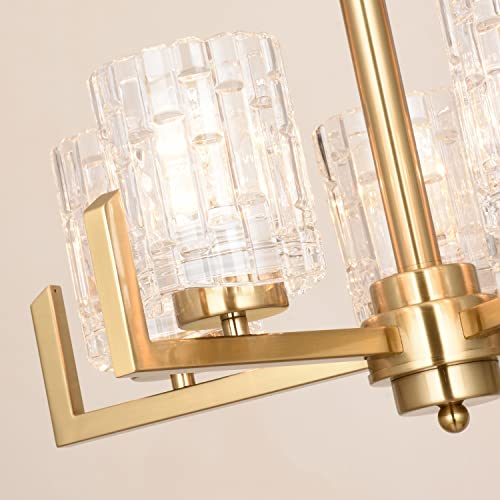 ALICE HOUSE 19.3" Dining Room Chandeliers, Brushed Brass Contemporary Coastal Lighting Fixture for Kitchen, Bedroom, Entryway, ETL Listed, AL2218-H5